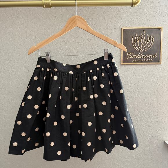 Women's Kate Spade Black and Cream Polka Dot Pleated Mini Skirt Size 8 - Picture 1 of 8